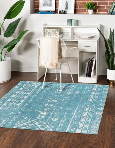 Vista 56 de Unique Loom Lennon Collection - Alfombra de área Zal (2 pies x 3 pies 1 pulgada, rectangular, gris y marfil)