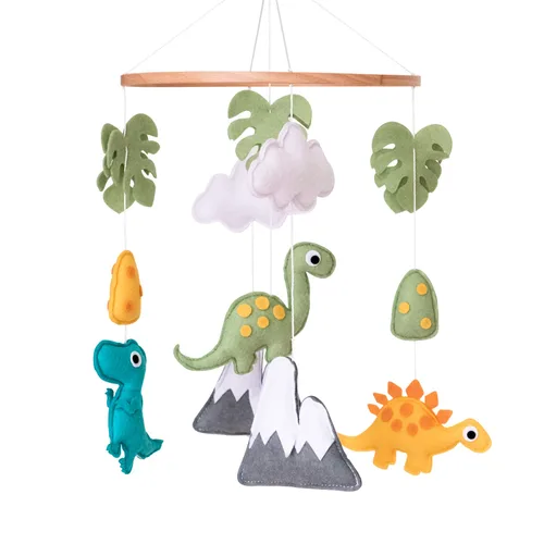 Vista 2 de Black & White Dinosaur Baby Mobile, High Contrast Montessori Mobile