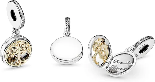 Vista 6 de PANDORA Jewelry Family Roots - Dije de circonita cúbica en plata de ley y oro amarillo de 14 quilates Metal Circonita cúbica