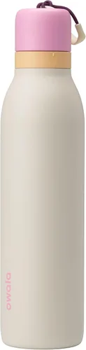 Vista 22 de Botella de agua aislada con tapa Twist de acero inoxidable Owala FreeSip con pajita para deportes y viajes, sin BPA, 24 onzas, Angel Food Cake