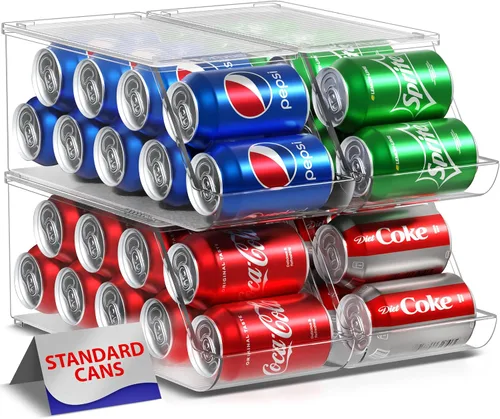 Vista 10 de Sorbus Organizador de botellas de agua para refrigerador con tapa, capacidad para 9 botellas, organizador apilable de bebidas para refrigerador