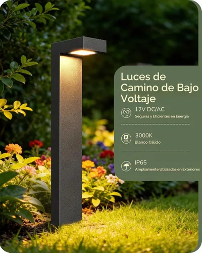 Vista 2 de EDISHINE Luces de camino de bajo voltaje con cable, 3000K 3.2W 50,000 horas LED impermeables para exteriores con conectores, 12V, luces de camino