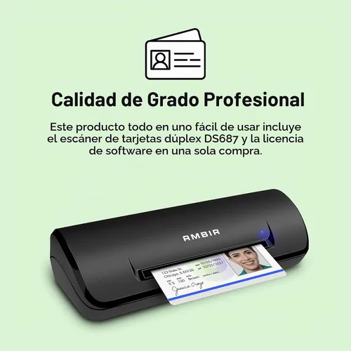 Vista 2 de Ambir Escáner de tarjetas de identificación dúplex A6 DS687