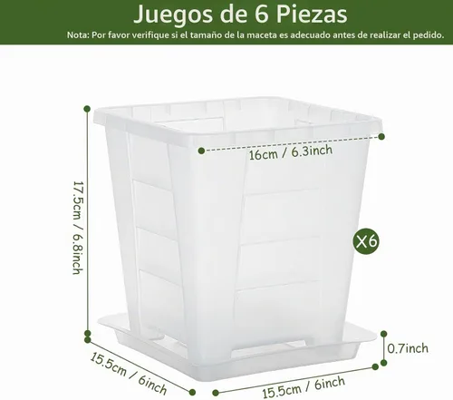 Vista 2 de Maceta cuadrada para orquídeas para interiores, maceta transparente