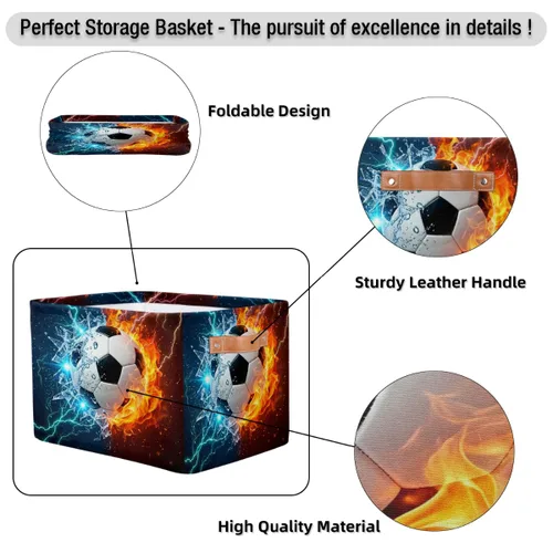 Vista 6 de AUUXVA SEULIFE - Cesta de almacenamiento plegable para fútbol y fútbol en agua de fuego, organizador grande plegable, cubos de almacenamiento, cajas