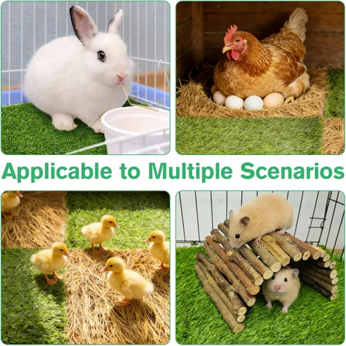 Vista 7 de Hamiledyi 6 almohadillas para anidar pollo, alfombra de césped artificial, alfombra de césped sintético de 12 x 12 pulgadas, lavable, ropa de cama