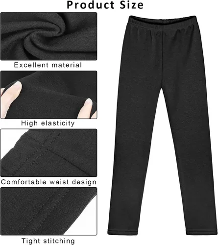 Vista 3 de TODDOR Paquete de 3 leggings de invierno con forro polar para niñas, elásticos, pantalones de terciopelo sólido, mallas cálidas y suaves para niños