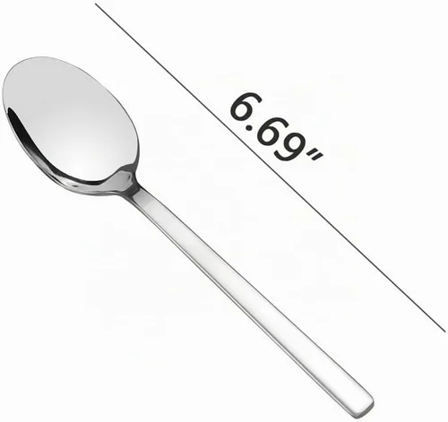 Vista 2 de Juego de cucharas de postre de acero inoxidable, 12 piezas, 6.69 pulgadas