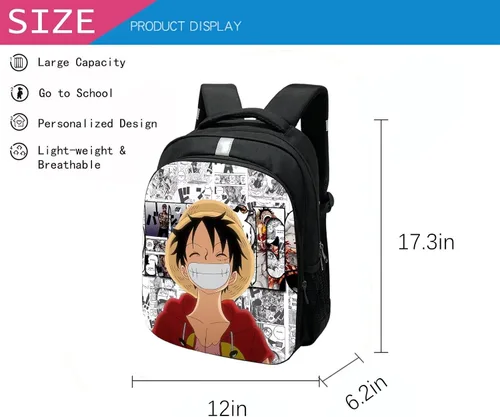 Vista 3 de MDXTM Mochila ligera de uso diario con patrón de anime, mochila elegante y funcional, B-1