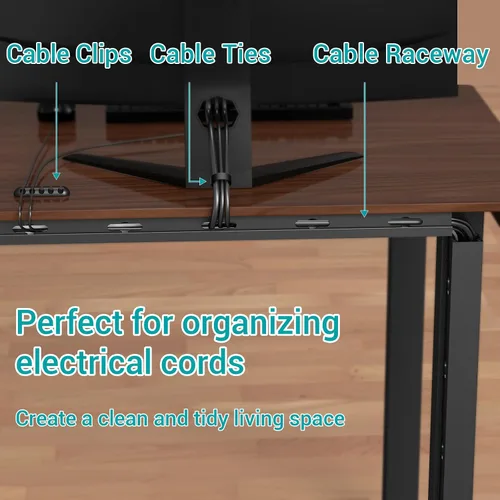 Vista 4 de Kit de canaleta para ocultar cables, organización magnética de cables debajo del escritorio con agujero grande estético mejorado, kit organizador