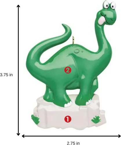 Vista 3 de Adorno de árbol de Navidad personalizado 2024 para niños, dinosaurio verde, adorno personalizado de Feliz Navidad, recuerdo de dinosaurio para niños