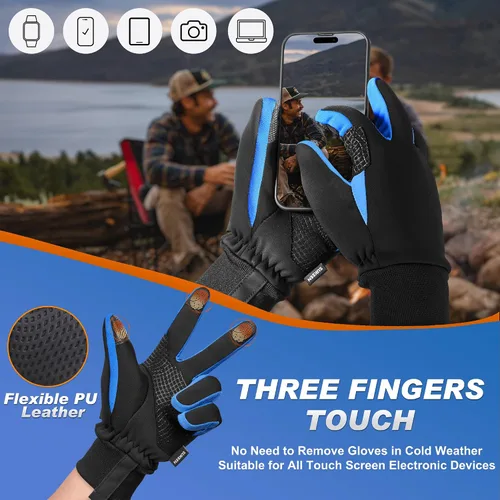 Vista 2 de Sukeen Guantes de invierno para hombre y mujer, guantes antideslizantes para pantalla táctil, guantes cálidos para correr, conducir, ciclismo