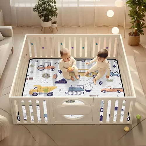 Vista 5 de Construction Vehicles Soft Thick Baby Playmat for Indoor Outdoor Cozy Breathable Playroom Activity Mat for Baby Kids Toddlers Infants, 50'' x 50