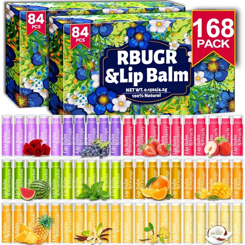 Vista 18 de RBUGR Bálsamo labial a granel, 126 unidades, bálsamo labial hidratante orgánico natural con 12 sabores para labios agrietados, paquete a granel