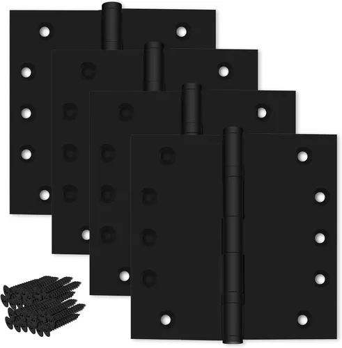 Vista 6 de Bisagra de puerta de latón macizo, rodamiento de bolas resistente, 5 x 5 pulgadas, juego de 2 bisagras (latón antiguo)