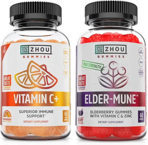 Vista 8 de Zhou Gomitas de vitamina C + - Gomitas de vitamina C para adultos y niños, 270 mg por gomita con bioflavinoides y acerola para apoyo inmunológico