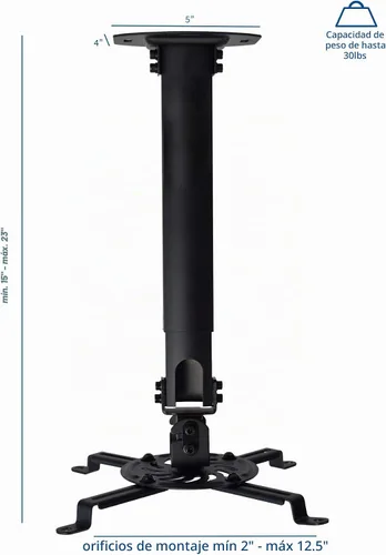Vista 4 de VIVO Soporte de proyector de techo extensible, proyección ajustable en altura, rango de montaje de hasta 12.5 pulgadas con rango de mini proyector