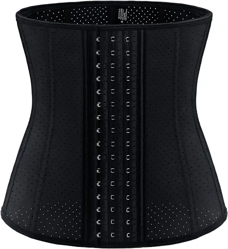 Vista 6 de PYGHAP Entrenador de cintura para mujer, corsé de látex para debajo del busto, faja deportiva con huesos de acero