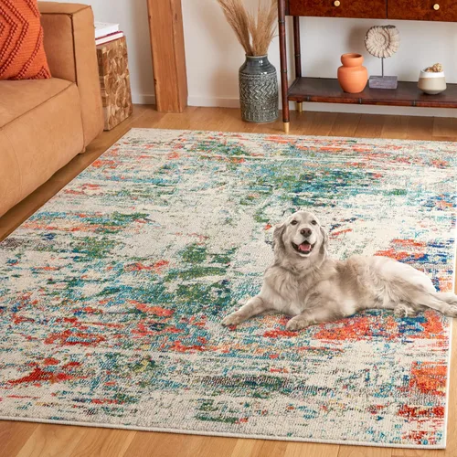 Vista 18 de SAFAVIEH Madison Collection - Alfombra decorativa de 2 pies 2 pulgadas x 4 pies, color crema y naranja, diseño abstracto moderno, no desprende