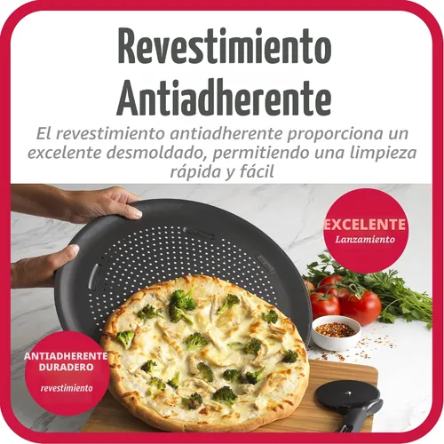 Vista 5 de GoodCook AirPerfect - Sartén antiadherente para pizza de 16 pulgadas - Juego de 2 - Bandejas de pizza para horno, bandeja redonda perforada
