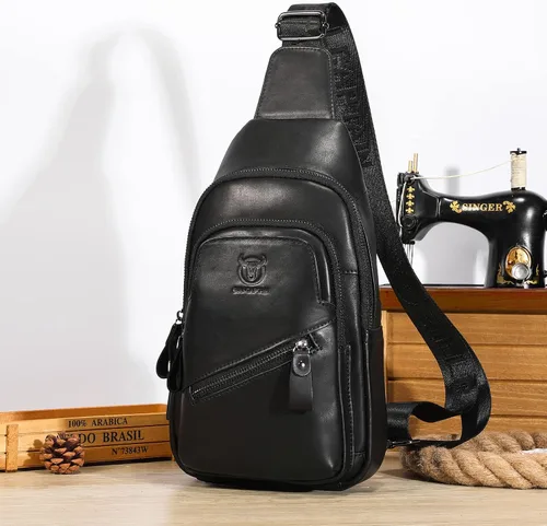 Vista 107 de LUKZIJAES Bolso bandolera de cuero genuino para hombre