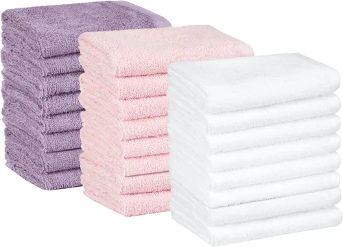 Vista 11 de Amazon Basics Toallas de algodón para la cara, suaves, absorbentes, paquete de 12, color negro, 12 x 12 pulgadas