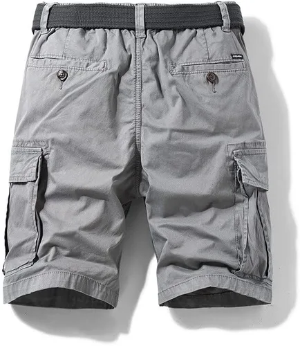 Vista 4 de Pantalones cortos cargo para hombre, talla 29, cintura 29, pantalones cortos de camuflaje para hombre, pantalones cortos de verano 2023 con hebilla