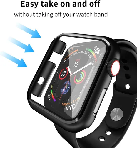 Vista 3 de Smiling - Funda compatible con Apple Watch Series 3 y Series 2 de 1.496 pulgadas con protector de pantalla de vidrio templado integrado - Funda