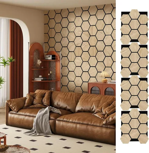 Vista 18 de Paneles de madera ARMURO para pared - Paquete de 2 paneles negros para decoración de pared - Panel de chapa de roble negro absorbente de sonido