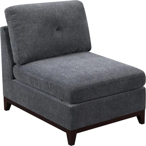 Vista 6 de Modular Sectional Sofa Set 6pc L Shaped Couch with Corner Wedges, Armless Chair and Ottoman, Chenille Fabric Tufted Back Living Room I- 6 Seat