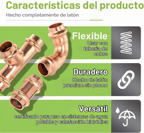 Vista 6 de Copper Pro - Juego de 15 accesorios de prensa de cobre para fontanería resistentes de 1/2 pulgada