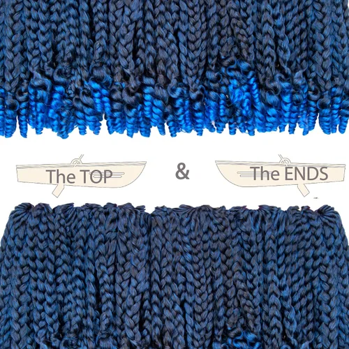 Vista 5 de 7 paquetes de extensiones de cabello diosa con extremos rizados, extensiones de cabello azul degradado para mujeres negras y bebés niños