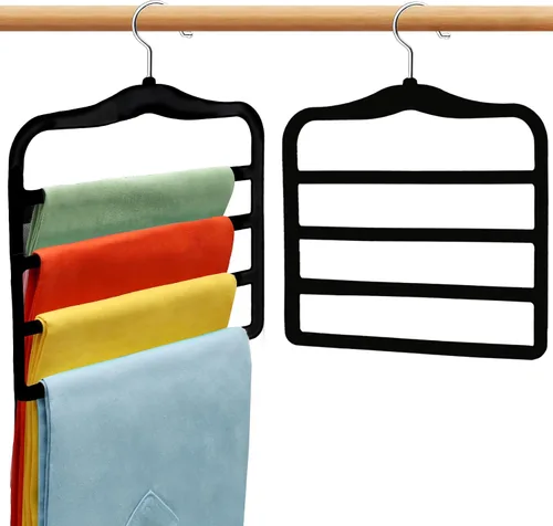 Vista 11 de Organizadores y almacenamiento de armario, paquete de 3 perchas de terciopelo para pantalones, ahorro de espacio, antideslizantes, organizador de 5