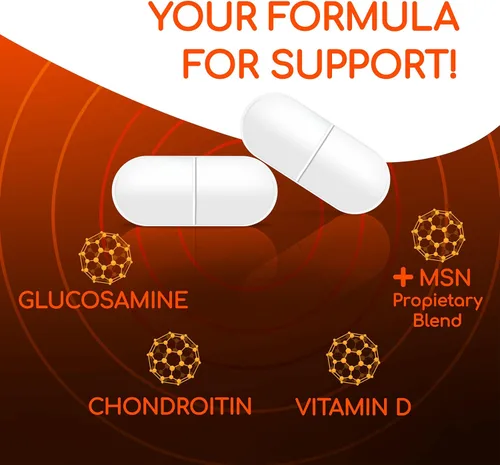 Vista 4 de X RAY Triple Action Suplemento Alimenticio para mejorar la salud de las articulacionescon vitamina D, 60 tabletas Glucosamina 1500 mg, condroitina