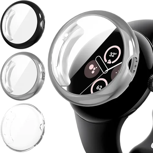 Vista 8 de Suoman Paquete de 3 fundas protectoras de pantalla para Google Pixel Watch 3/2/1 de 1.614 in, [antiarañazos], cubierta protectora completa de TPU
