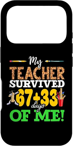 Vista 30 de My Teacher Survived 67+33 Days of Me Dab 100 Days of School Case for iPhone 17