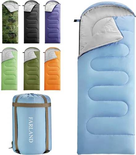 Vista 12 de FARLAND Sacos de dormir de 30 ℉ para adultos, adolescentes y niños con saco de compresión portátil y ligero para campamento de 3 a 4 estaciones