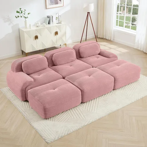 Vista 36 de Sofá sin hueso de 82 pulgadas, cómodo sofá cama de dos plazas, sofá comprimido con asiento profundo, sofá nube de pana para sala de estar