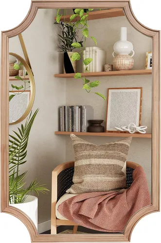 Vista 56 de WallBeyond Espejos de Baño de Madera para Montar en la Pared, 16" x 20" Marco de Madera Rústica Espejos de Pared Decorativos para Sala de Estar
