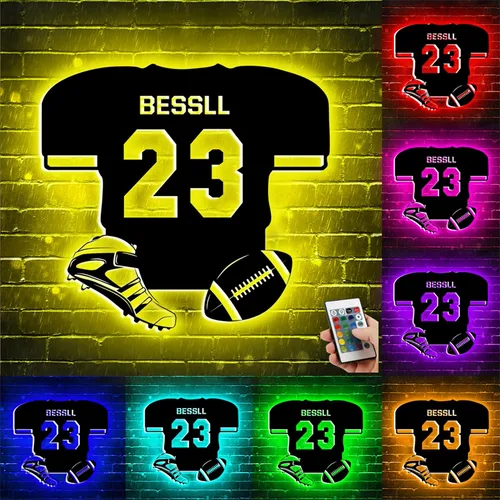 Vista 19 de Letrero de metal de béisbol personalizado con luz LED, nombre de camiseta de béisbol personalizable, número, decoración de pared, regalo para casco