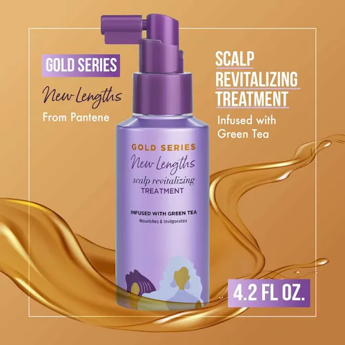 Vista 2 de Pantene Gold Series New Lengths - Tratamiento revitalizante para el cuero cabelludo, 4.2 onzas líquidas con infusión de té verde, hidrata, fortalece