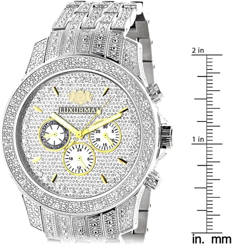 Vista 5 de LUXURMAN Reloj de diamante genuino para hombre 125 ctw de diamantes ACERO