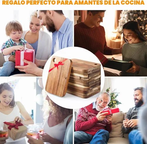 Vista 7 de Vesici - Tabla de cortar pequeña de madera de acacia para mesa de cocina de Navidad (12 unidades)