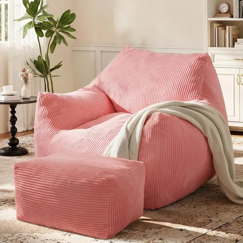Vista 19 de Puf grande para adultos, ultra suave, para sala de estar Beige