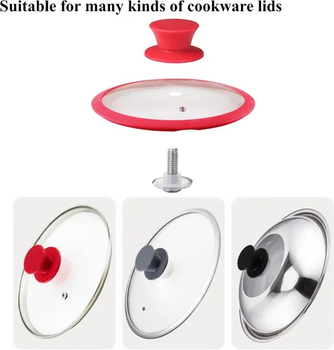 Vista 3 de 2 piezas universales de silicona para tapa de olla de repuesto para tapa de sartén (negro)