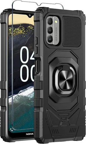 Vista 8 de Funda protectora para Nokia G310 5G con protector de pantalla de vidrio templado, grado militar, resistente a prueba de golpes, con soporte de Azul