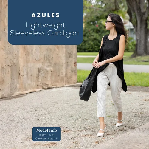 Vista 2 de Azules Sleeveless Cardigan for Women, Soft Lightweight Duster Open Front Sleeveless Long Cardigan Vest