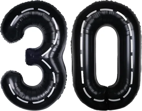 Vista 69 de Coche de carreras de 40 pulgadas, color negro, número 0, gran pista de carreras de helio, 0-9, gigante, digital, 0º papel de aluminio de Mylar