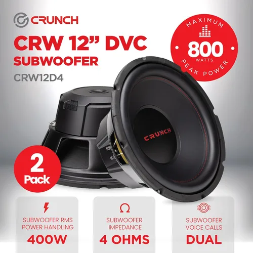 Vista 2 de Crunch CRW - Subwoofer de audio para automóvil, de 12 pulgadas, 800 W