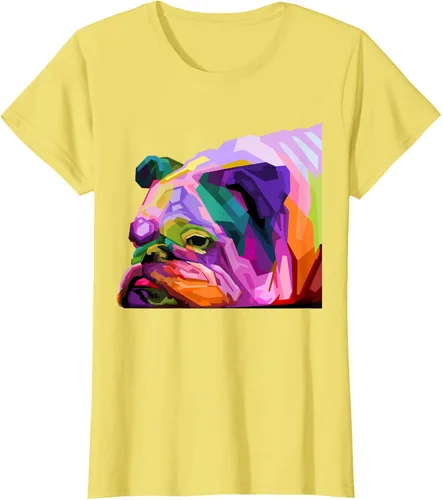 Vista 79 de Camiseta de retrato pop artístico de bulldog británico inglés para dueños de perros, Negro, S